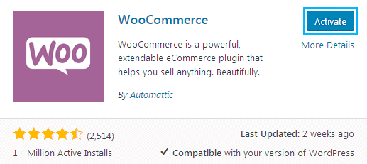 Activate WooCommerce online shops solution on your website