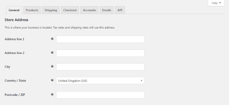 WooCommerce general setting menu to configure your online selling experience