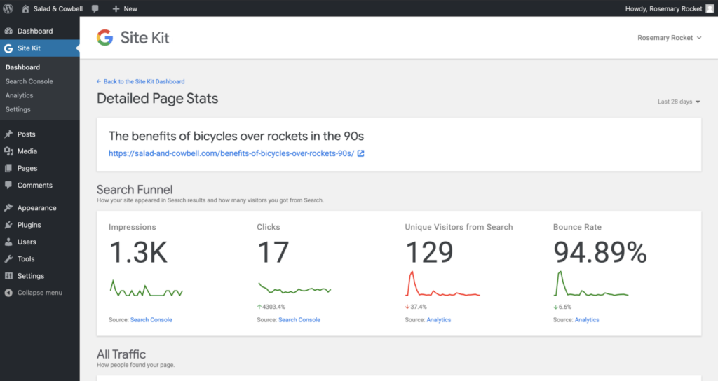 Google Site Kit for WordPress Individual page stats.png